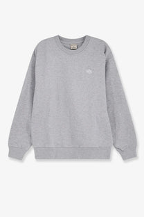 Gray heathered cotton sweatshirt for men with small white embroidered logo on left chest walk in paris design