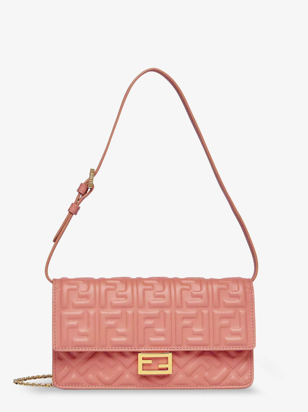 Fendi Women's Wallet on Chain Baguette Leather Bag Pink Fendi