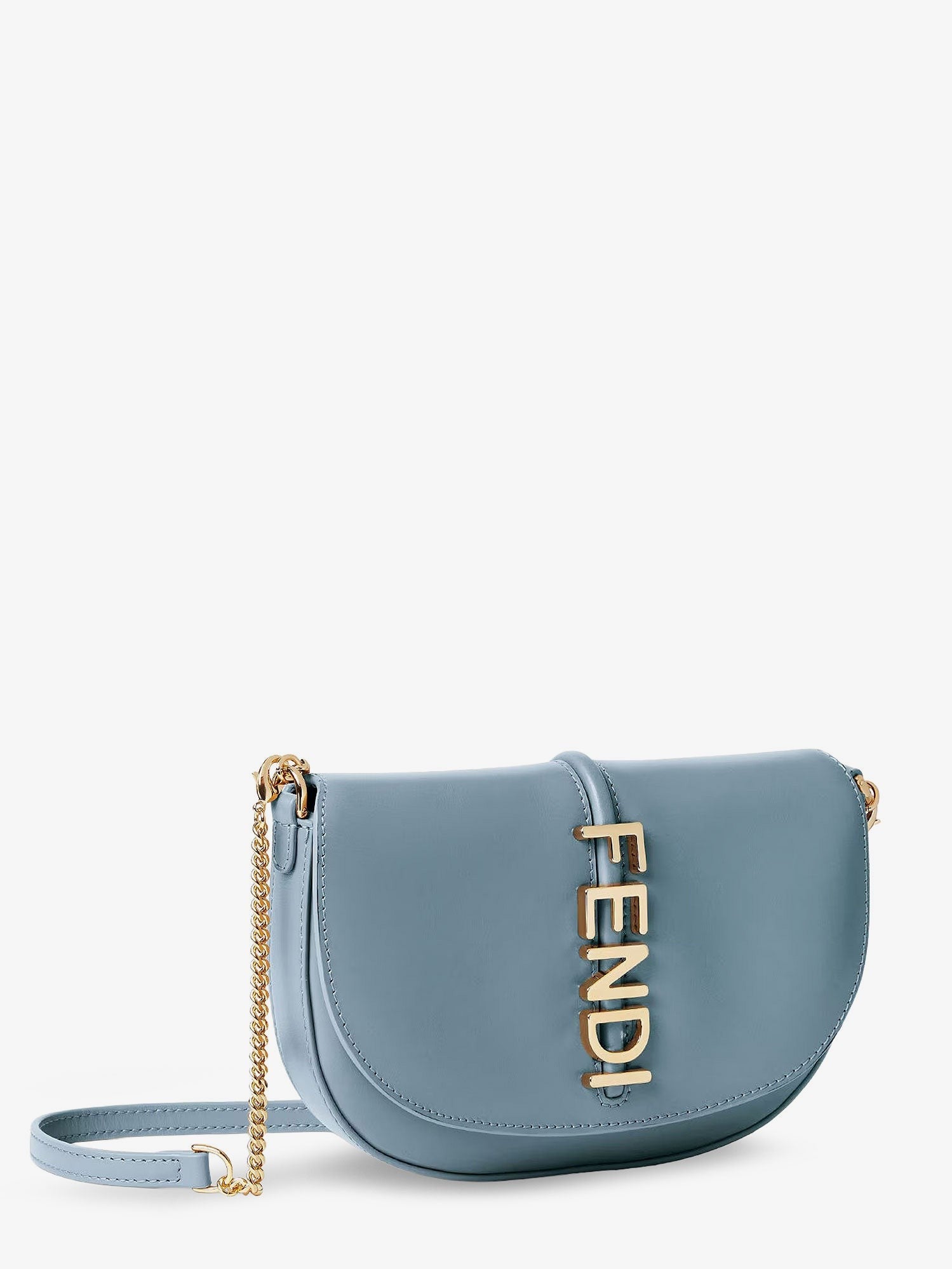 Fendi Women's Wallet on Chain Fendigraphy Leather Crossbody Bag Grey