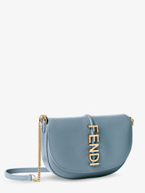 Fendi Women's Wallet on Chain Fendigraphy Leather Crossbody Bag Grey