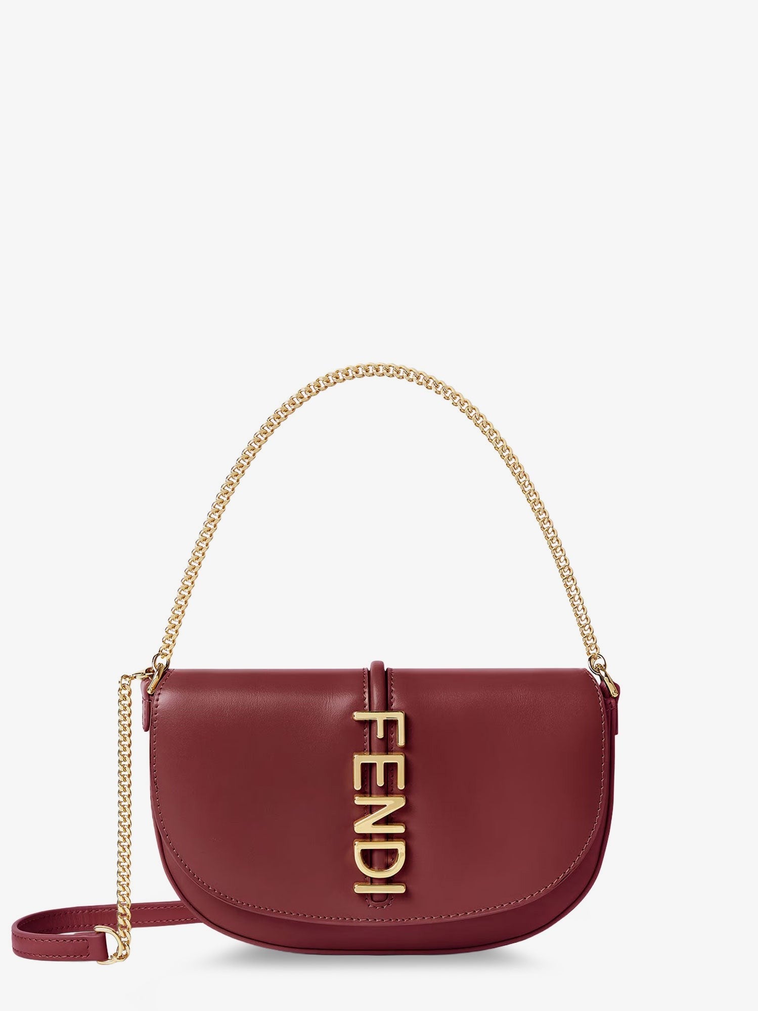 Fendi Women's Wallet on Chain Fendigraphy Leather Crossbody Bag Red