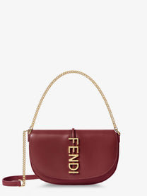 Fendi Women's Wallet on Chain Fendigraphy Leather Crossbody Bag Red