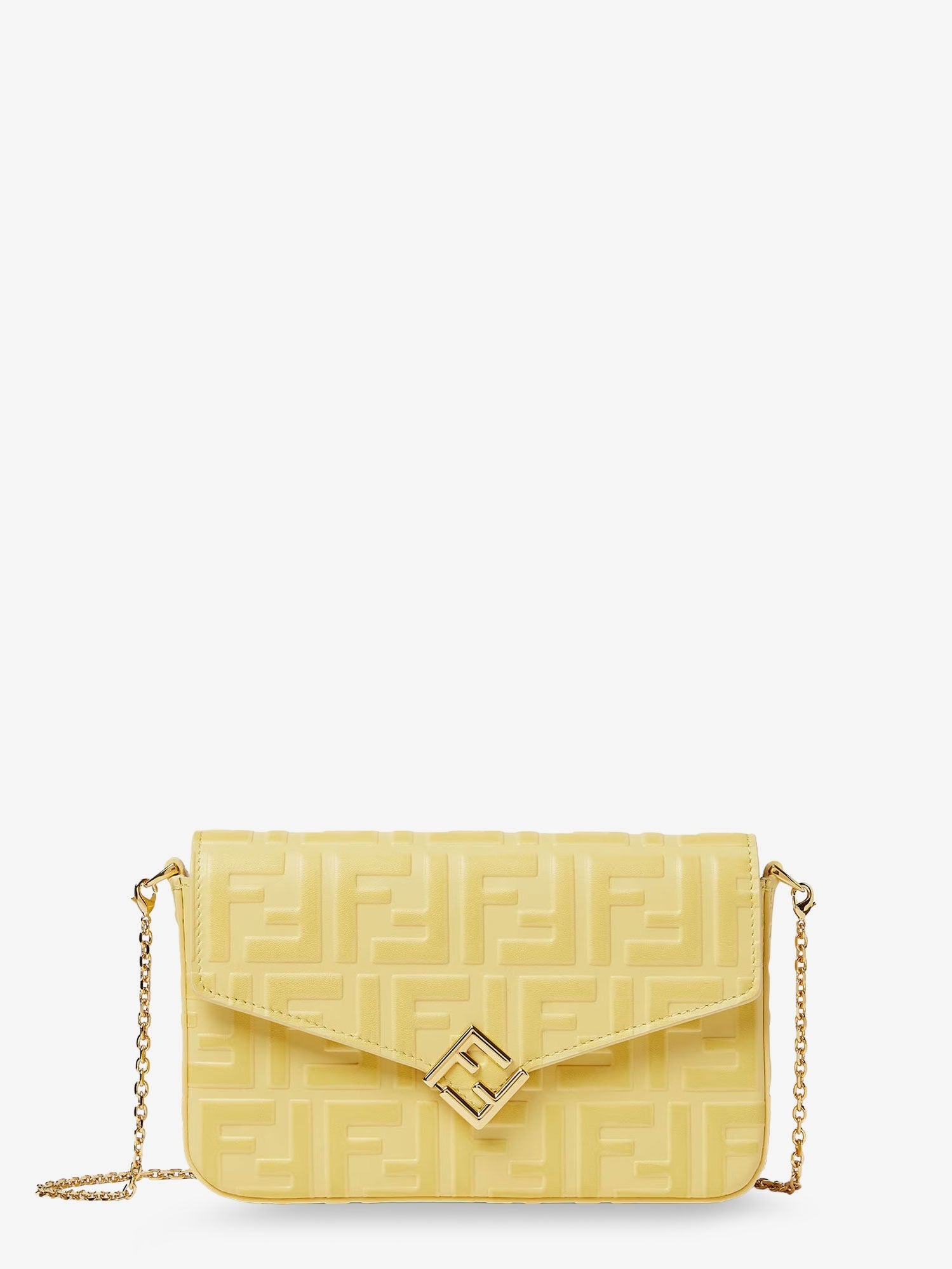 Fendi Women's Wallet on Chain FF Diamonds Leather Shoulder Bag Gold