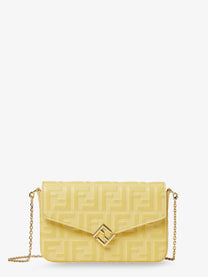 Fendi Women's Wallet on Chain FF Diamonds Leather Shoulder Bag Gold