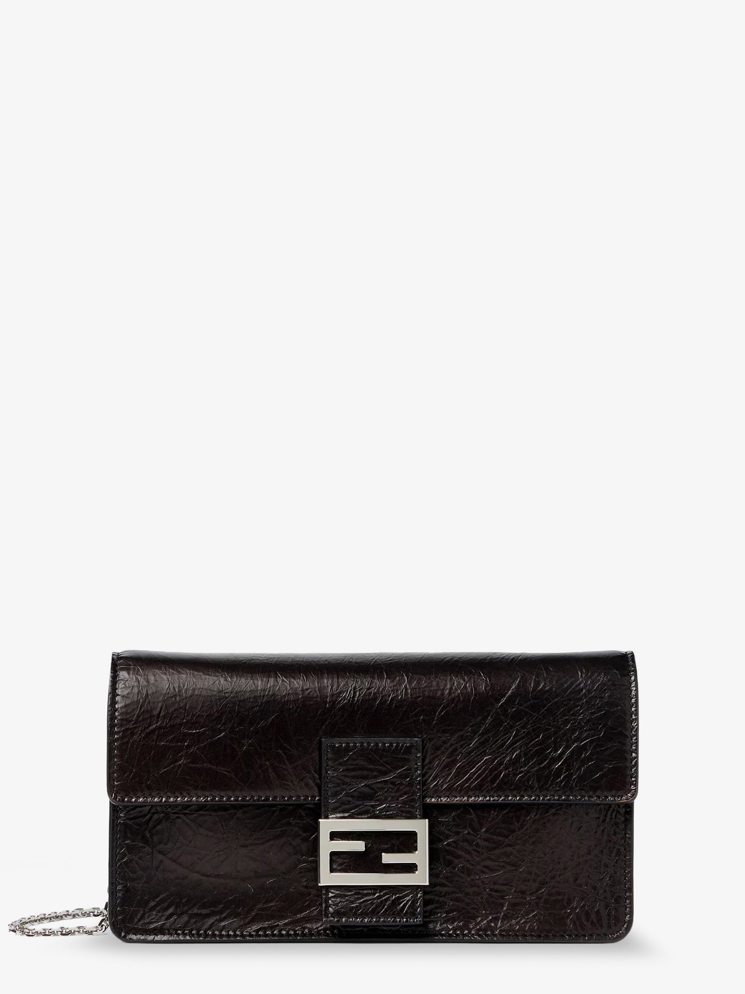 Fendi Women's Wallet on Chain Tube Leather Crossbody Bag Black