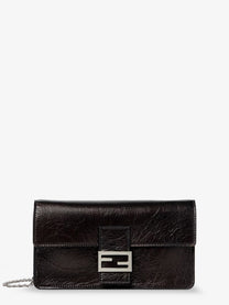 Fendi Women's Wallet on Chain Tube Leather Crossbody Bag Black