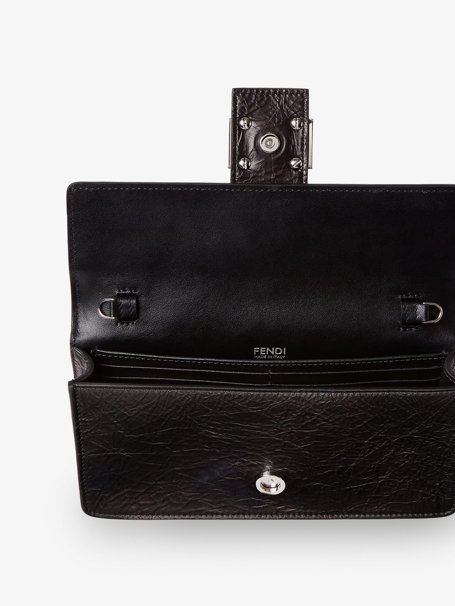 Fendi Women's Wallet on Chain Tube Leather Crossbody Bag Black