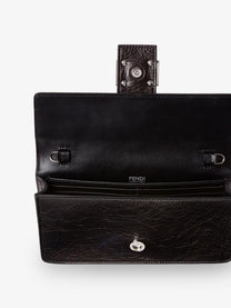 Fendi Women's Wallet on Chain Tube Leather Crossbody Bag Black