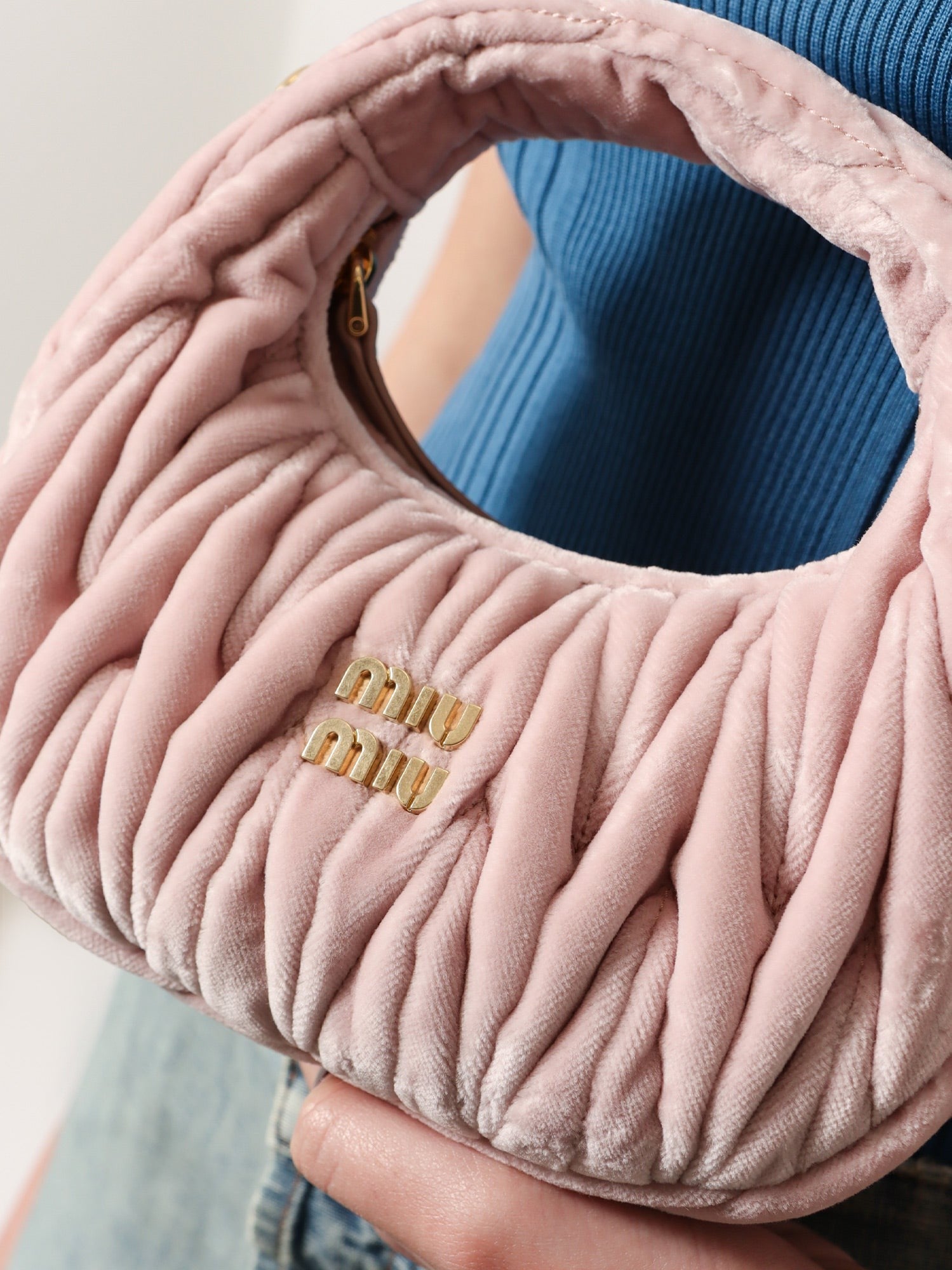 Miu Miu Women's Wander Matelassé Velvet Mini Crossbody Bag White