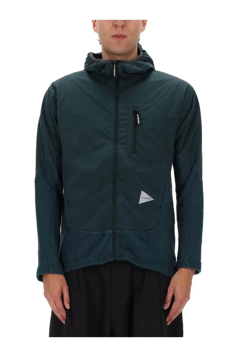 Men’s and wander alpha direct jacket green dark green hooded lightweight textured fabric with subtle branding