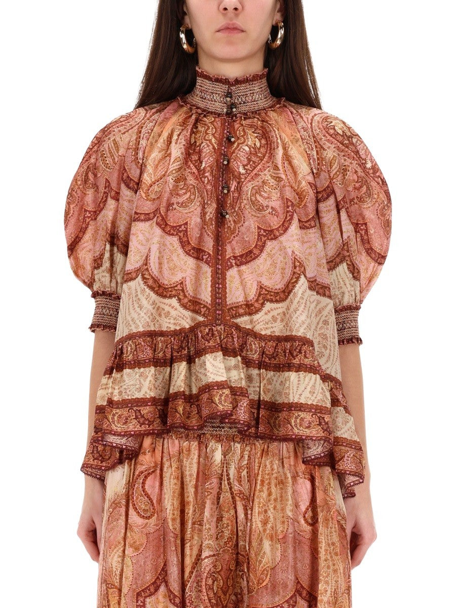 Zimmermann Women's Wanderlust Ruffle Blouse Multicolor