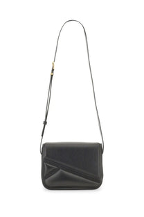 Wandler women’s medium Oscar trunk bag black leather crossbody with geometric paneling and adjustable slender strap