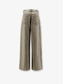3x1 Women's Washed Out Denim Skater Trousers Beige