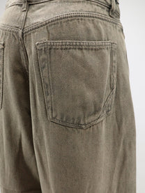 3x1 Women's Washed Out Denim Skater Trousers Beige
