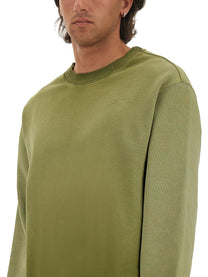 MSGM Men's Washed Out Jersey Sweatshirt Green MSGM
