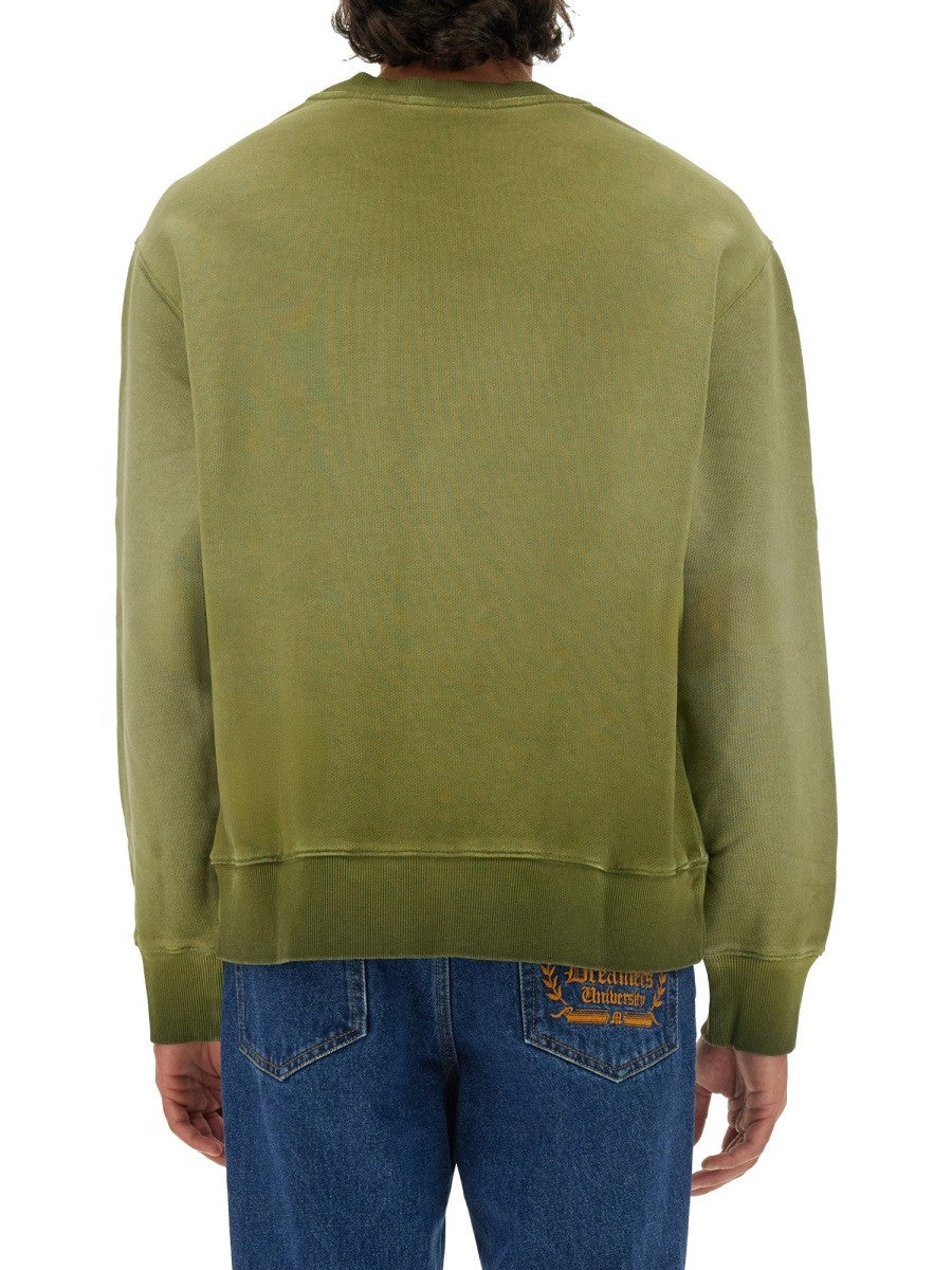 MSGM Men's Washed Out Jersey Sweatshirt Green MSGM