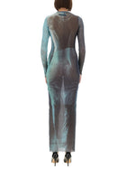Jean Paul Gaultier Women's Water Mesh Long Dress Blue, view 3