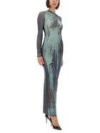 Jean Paul Gaultier Women's Water Mesh Long Dress Blue, view 4