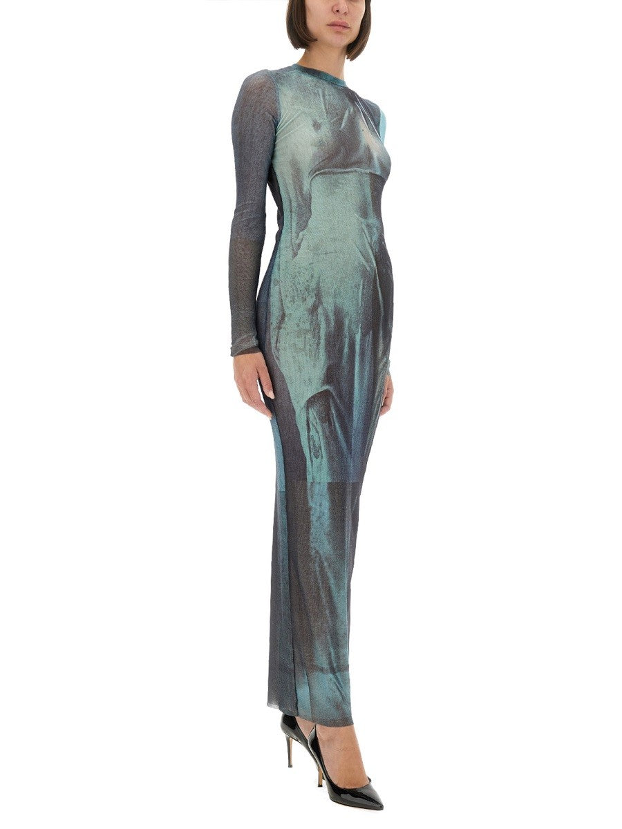 Jean Paul Gaultier Women's Water Mesh Long Dress Blue, view 4