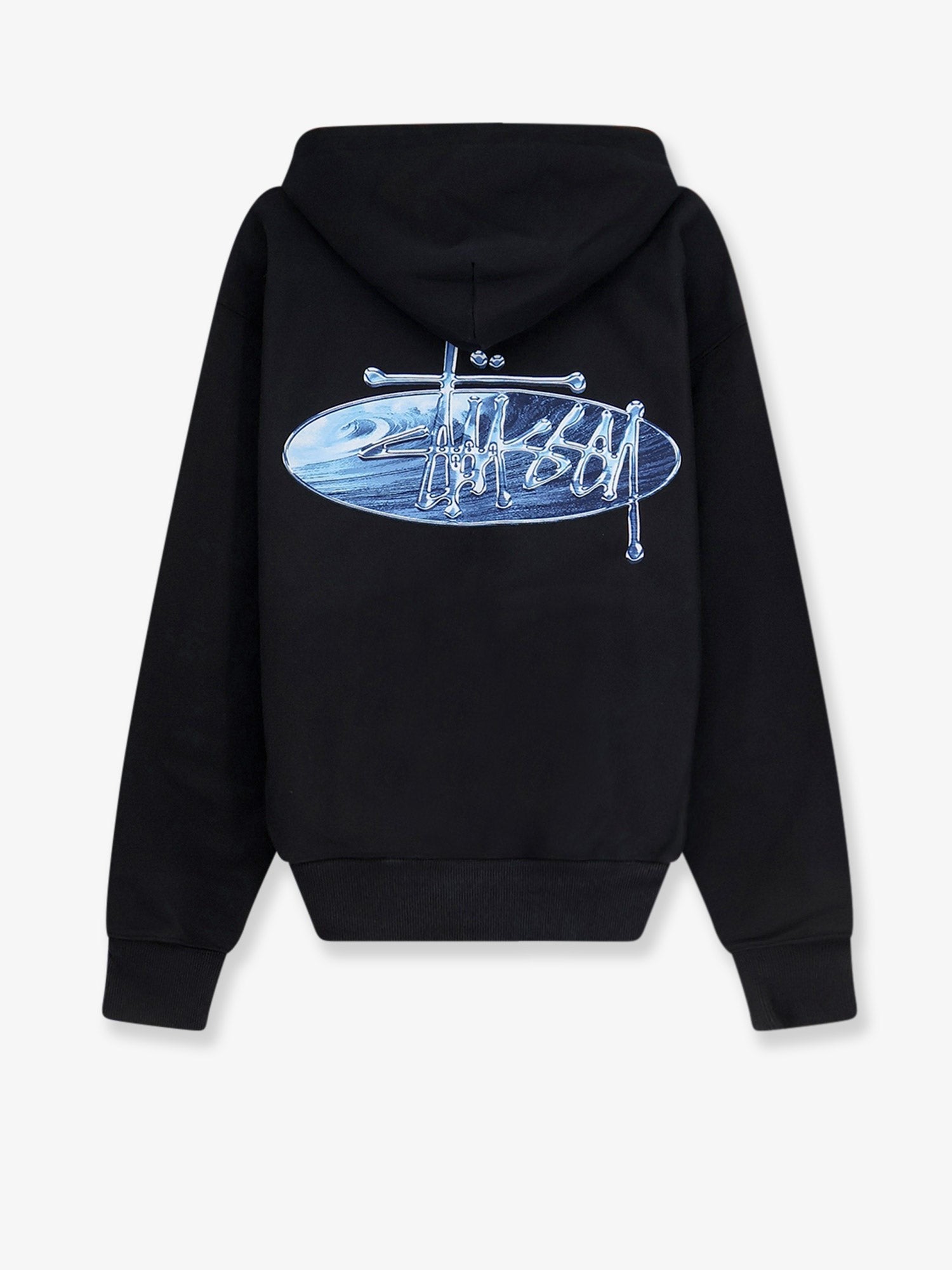 Stussy Men's Wave Oval Hooded Sweatshirt Black