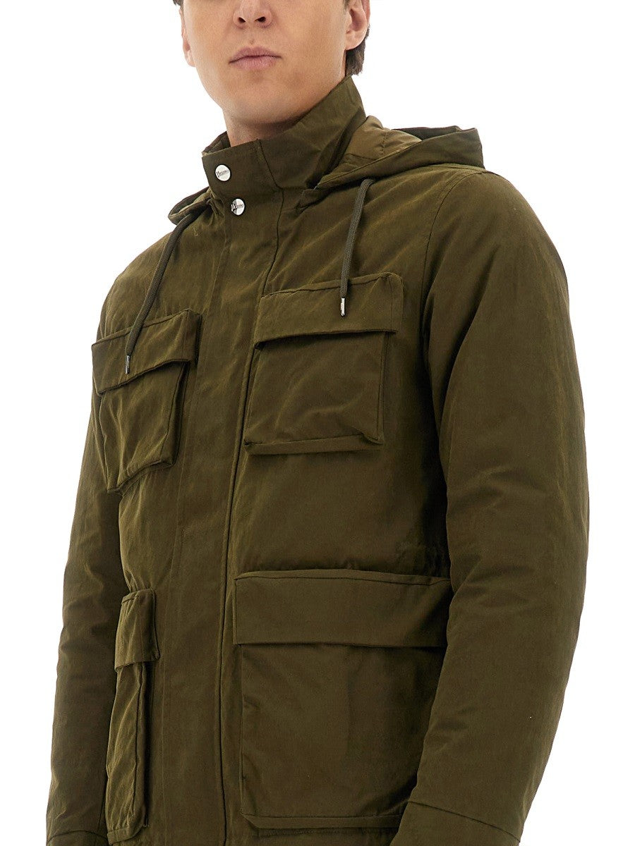 Herno Men's Waxed Cotton Short Parka Green