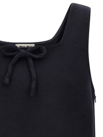Miu Miu Waxed Double Wool Dress Blue