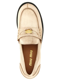 Miu Miu Waxed Leather Loafers White