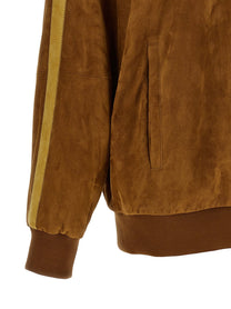 Miu Miu Waxed Suede Bomber Jacket Brown