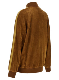 Miu Miu Waxed Suede Bomber Jacket Brown