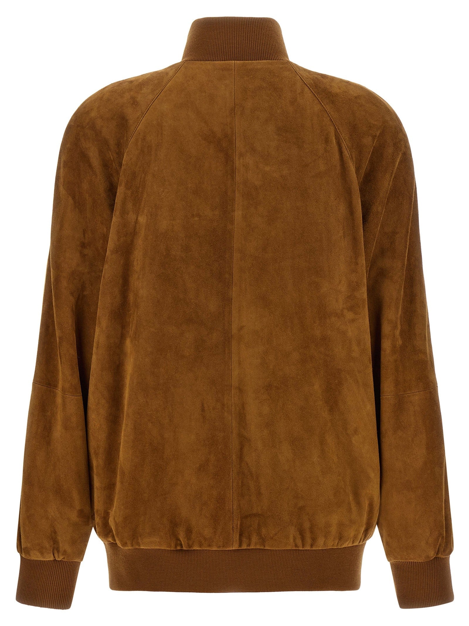 Miu Miu Waxed Suede Bomber Jacket Brown