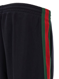 Gucci Web Cotton and Silk Joggers Blue