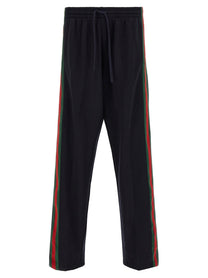 Gucci Web Cotton and Silk Joggers Blue