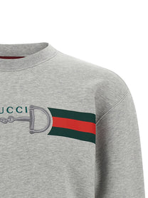 Gucci Web Ribbon and Horsebit Sweatshirt Grey