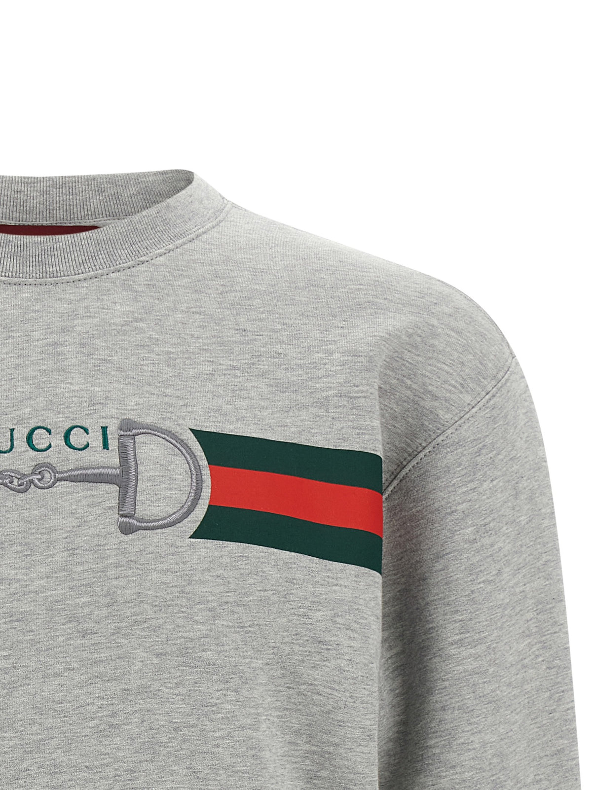 Gucci Web Ribbon and Horsebit Sweatshirt Grey, view 3