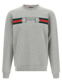 Gucci Web Ribbon and Horsebit Sweatshirt Grey