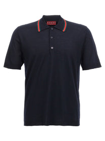 Gucci Web Ribbon Polo Shirt Blue