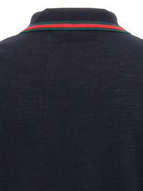 Gucci Web Ribbon Polo Shirt Blue