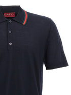 Gucci Web Ribbon Polo Shirt Blue, view 3