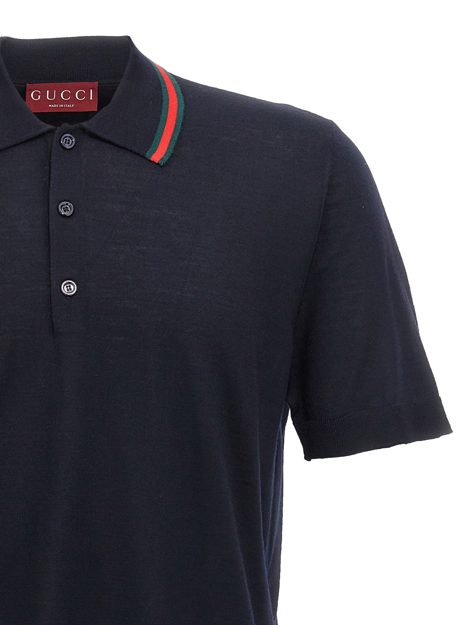 Gucci Web Ribbon Polo Shirt Blue