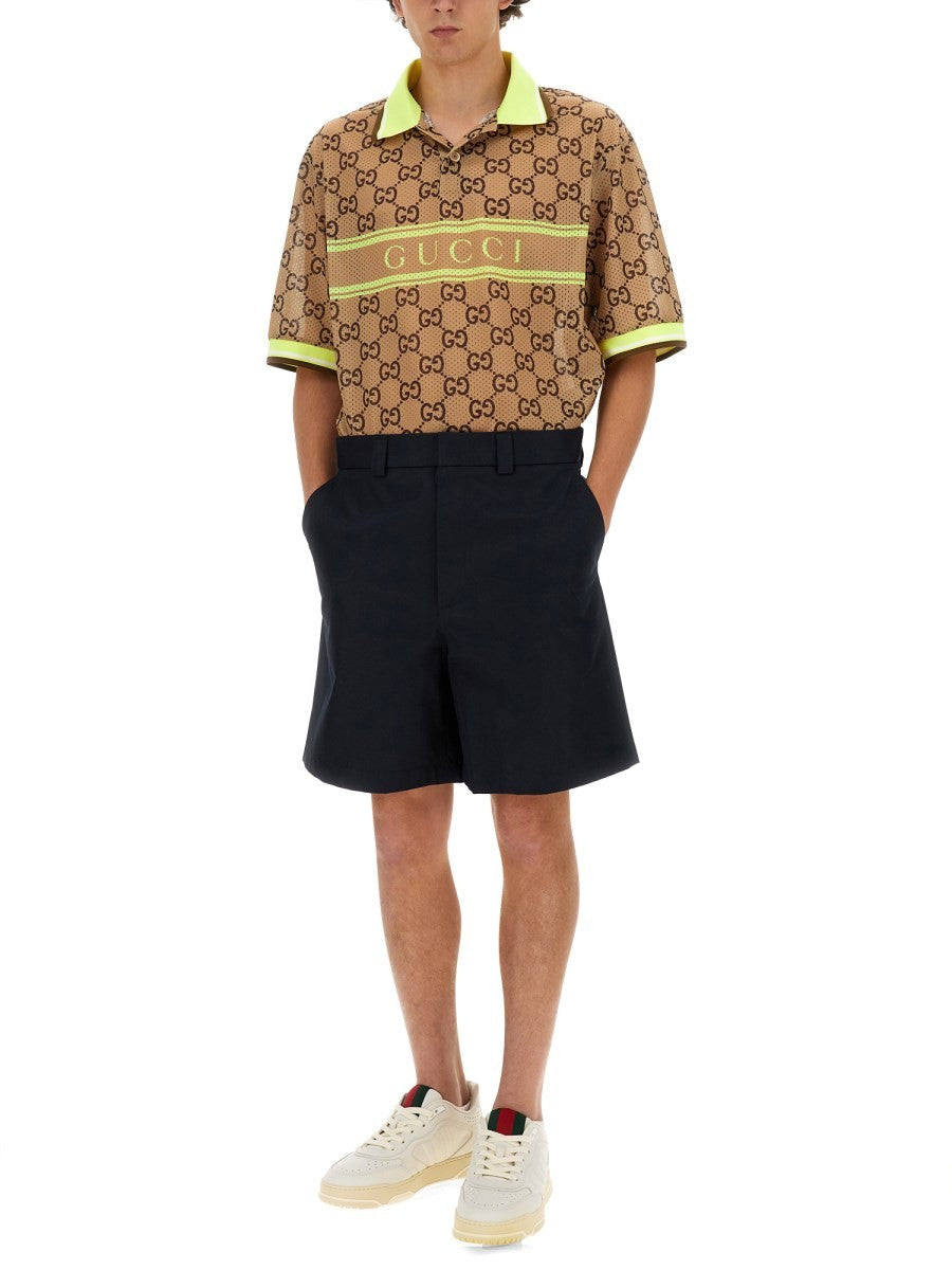 Gucci Men's Web Ribbon Shorts Blue, view 2
