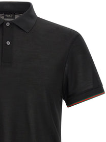 Gucci Web Silk Jersey Polo Shirt Black, view 3