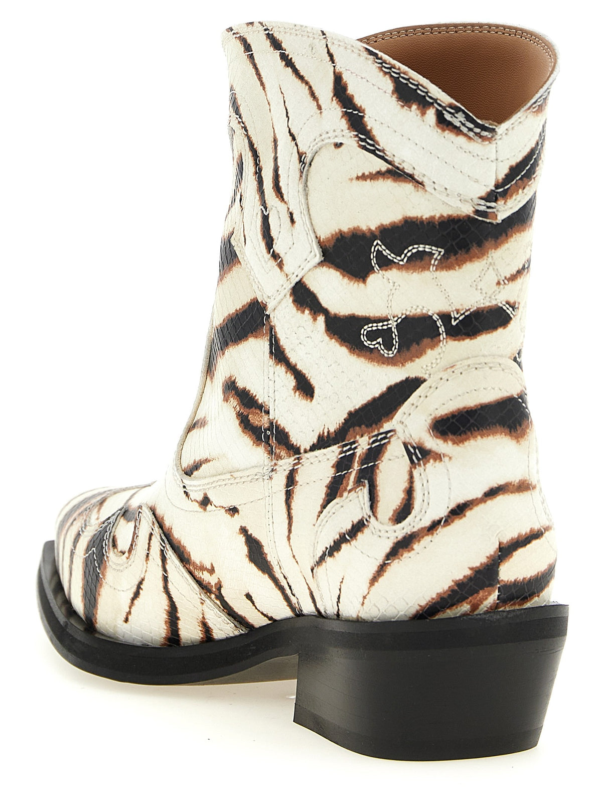 Ganni Western Ankle Boots Beige, view 3