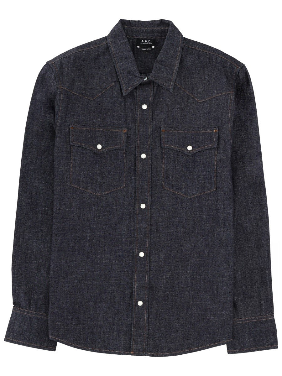 A.P.C Men's Western Shirt Blue