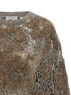 Brunello Cucinelli Whispering Bloom Embroidery Sweater Beige