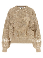 Brunello Cucinelli Whispering Bloom Embroidery Sweater Beige