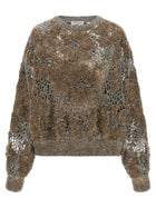 Brunello Cucinelli Whispering Bloom Embroidery Sweater Beige