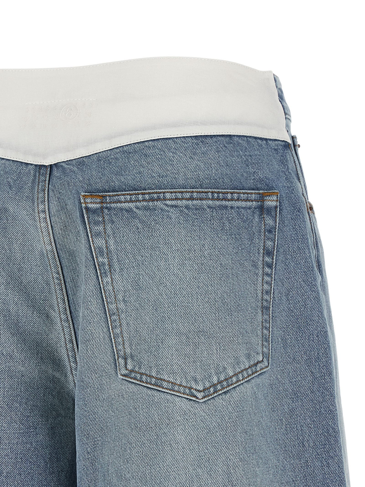 MM6 Maison Margiela White Carré Bermuda Shorts Blue, view 4