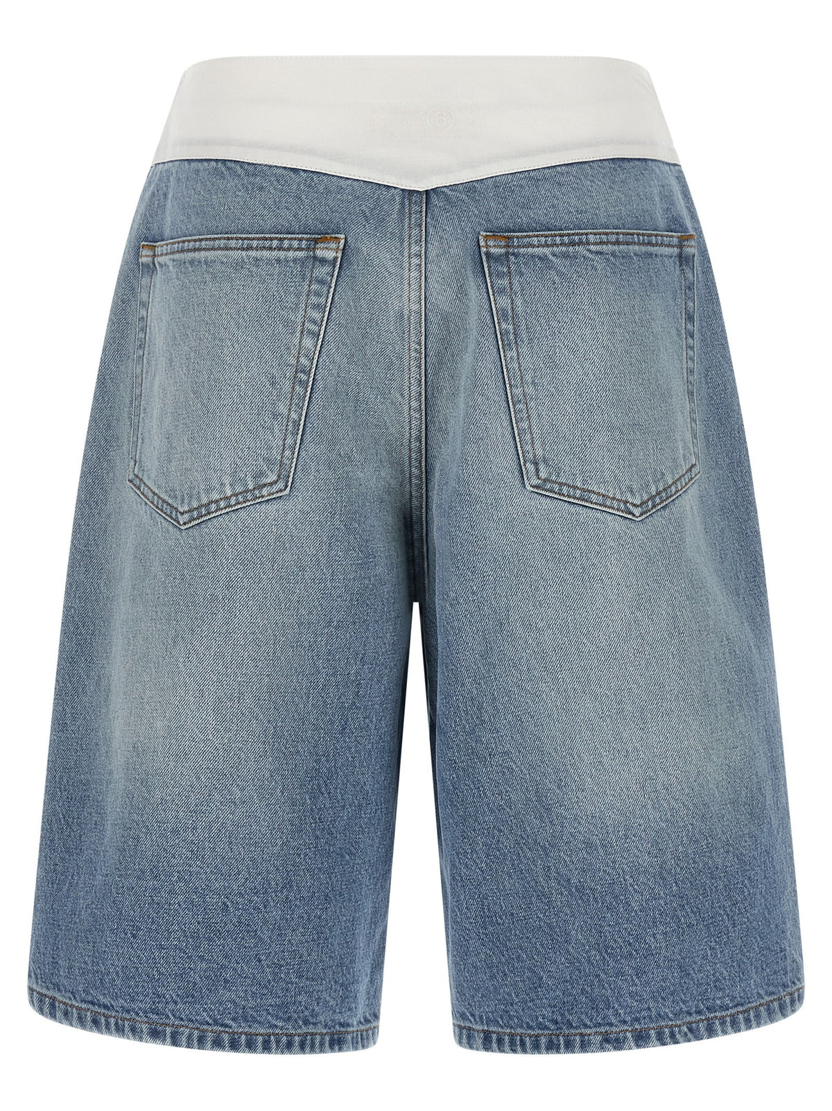 MM6 Maison Margiela White Carré Bermuda Shorts Blue