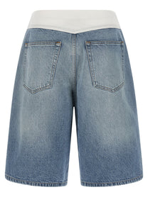 MM6 Maison Margiela White Carré Bermuda Shorts Blue