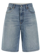 MM6 Maison Margiela White Carré Bermuda Shorts Blue